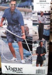 8644 VOGUE MR SS-LS SHIRT, SHORTS,  PANTS CUFFS OR NOT PATTERN XS-XL 2 SIZES CHOICE